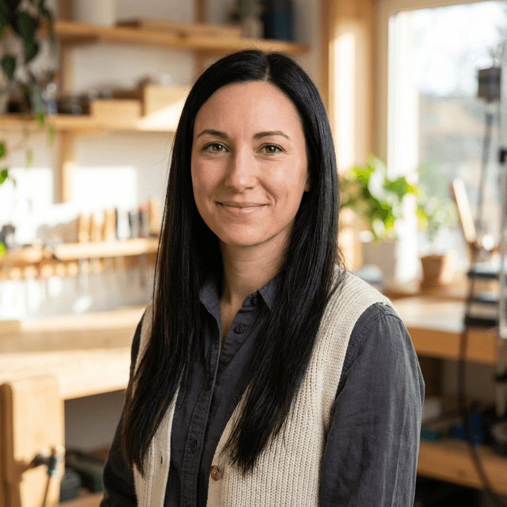 Jessica Park smiling in her bright Edmonton home
