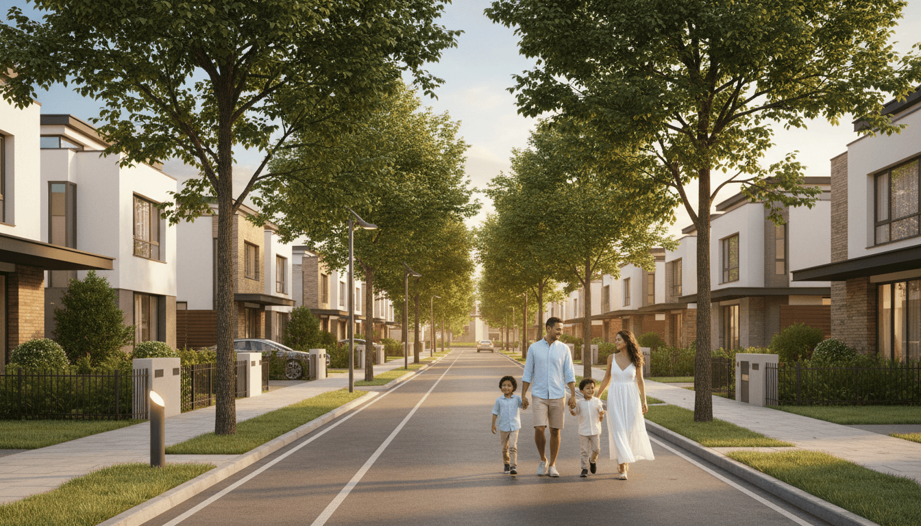 Quiet residential street in Edmonton neighborhood